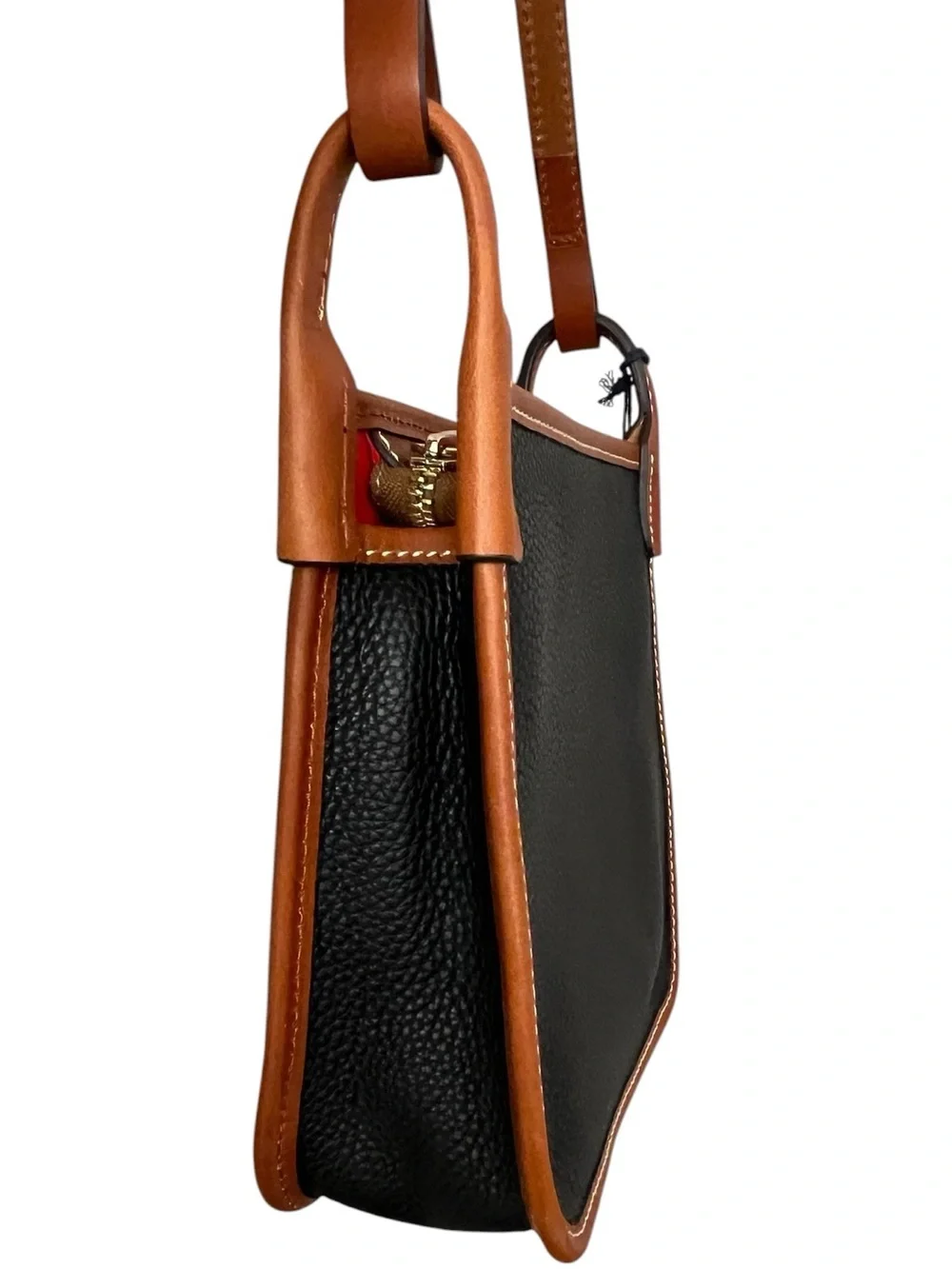 Dooney & Bourke Black Pebble Grain Leather Letter Carrier Crossbody Bag